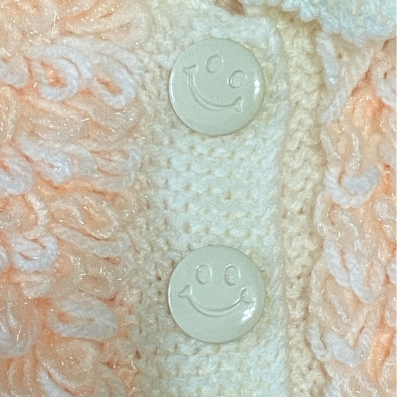 Cute Peach Loop Hand knit Sweater Cardigan Kid Baby Toddler 18-24 Mo - Picture 3 of 8